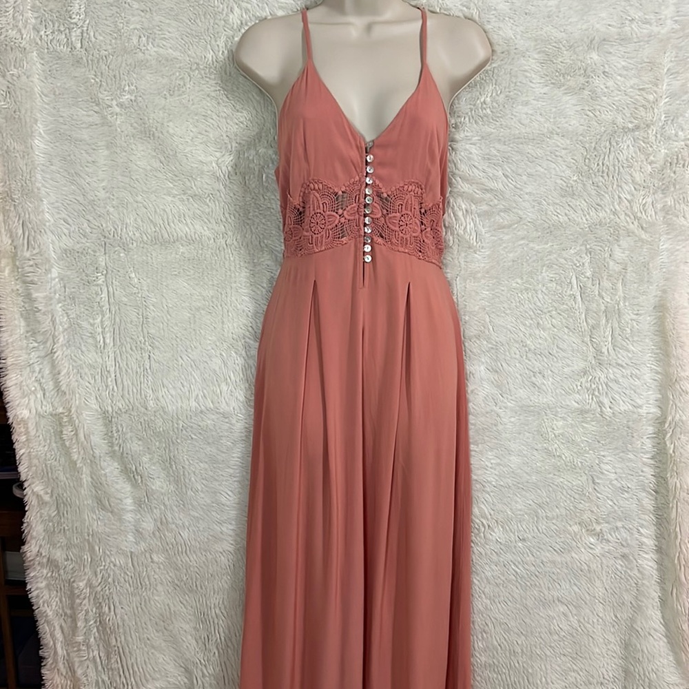 Coral pink halter maxi sundress, size Small by Daytrip